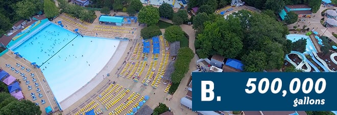 Water Country USA Quiz: Answer B - 500,000 gallons