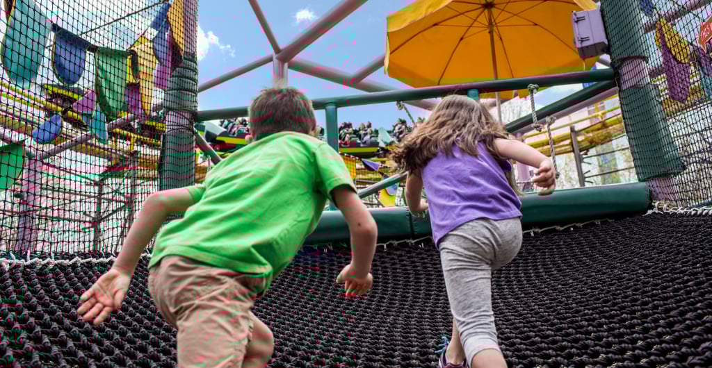 Two kids playing at Busch Gardens Williamsburg