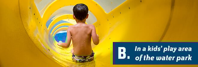 Water Country USA Quiz: Aanswer B - in a kid-friendly play area