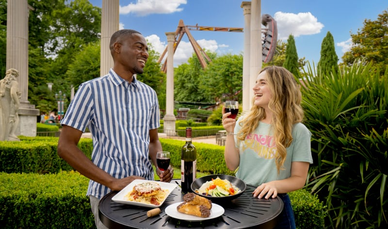 Members enjoying seasonal food offerings at Busch Gardens Williamsburg.