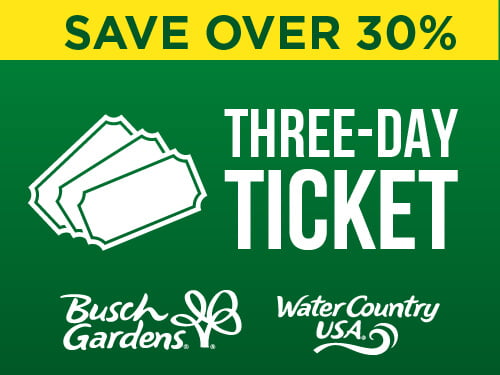 Busch Gardens Williamsburg & Water Country USA Three-Day Ticket