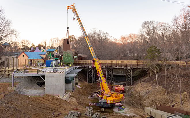 Construction of new rides coming to Busch Gardens, Finnegan's Flyer and Cutback Water Coaster, in May 2019