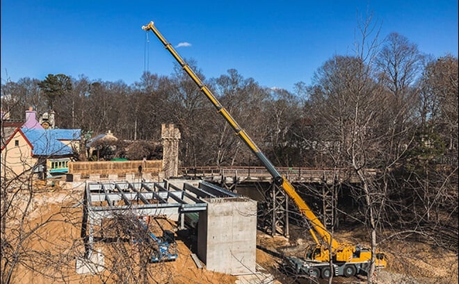 Finnegan's Flyer base work construction at Busch Gardens Williamsburg