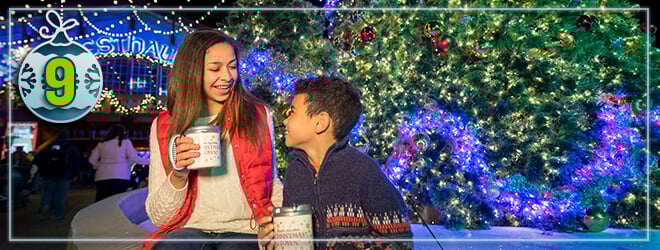 Our 50-foot Christmas Tree dances to music every 30 minutes during Christmas Town