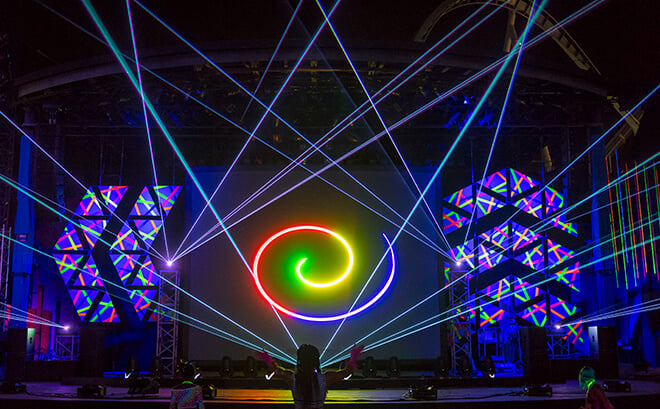 Spark - laser light show during Summer Nights at Busch Gardens Williamsburg