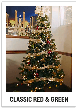 Traditional and classic red, green and gold of Christmas